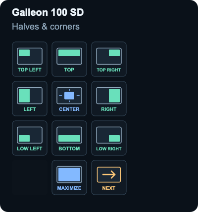 Galleon 100 SD: Halves & corners